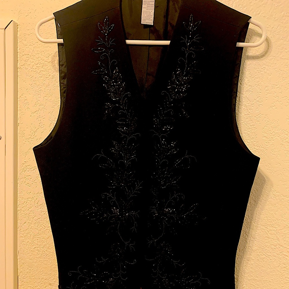 Liz Claiborne collection . Beaded black dressy vest size medium